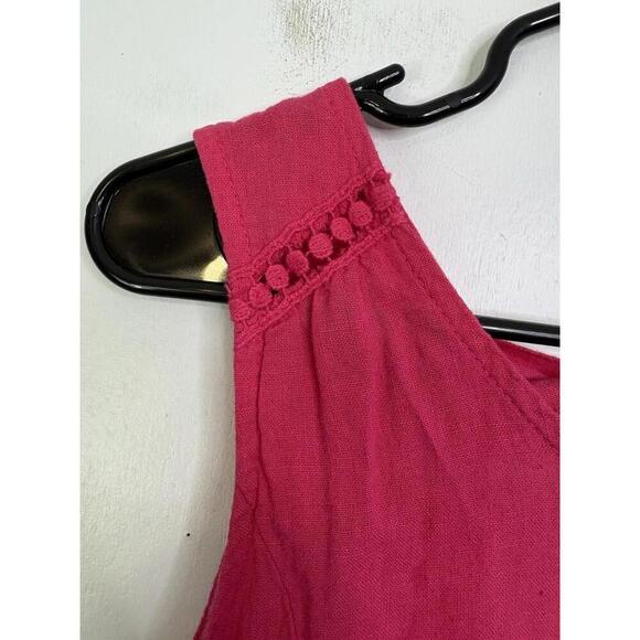 Terzo Millennium Dress Womens Small Linen Italy Made Tiered Hem Pink Natural - Picture 5 of 8